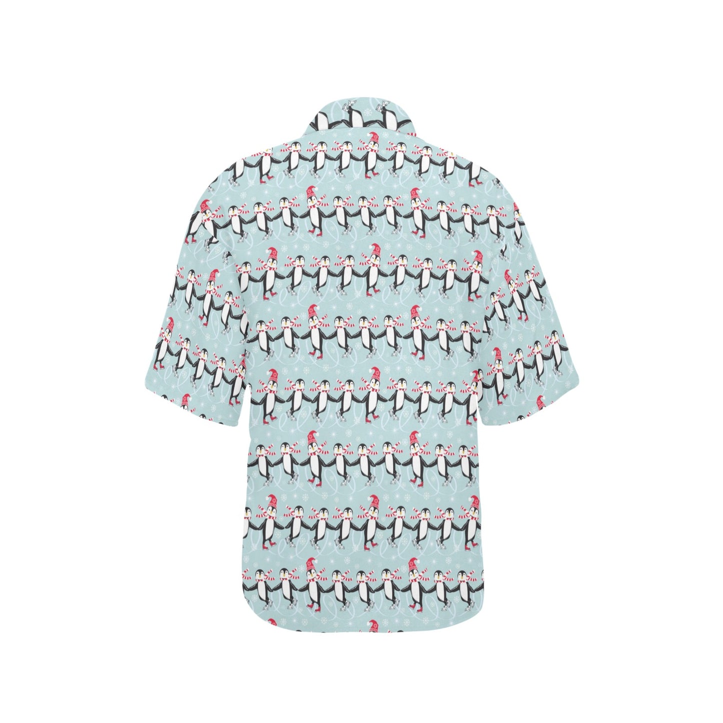 Penguin Sking Design Women's Hawaiian Shirt