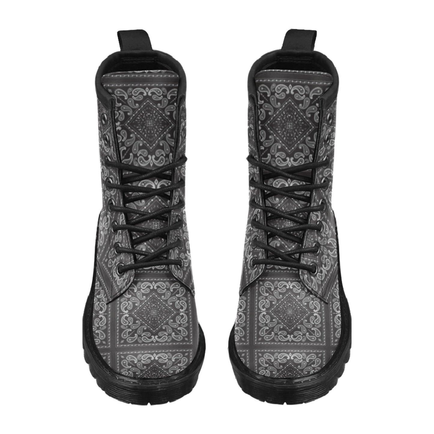 Bandana Black White Print Design LKS302 Women's Boots