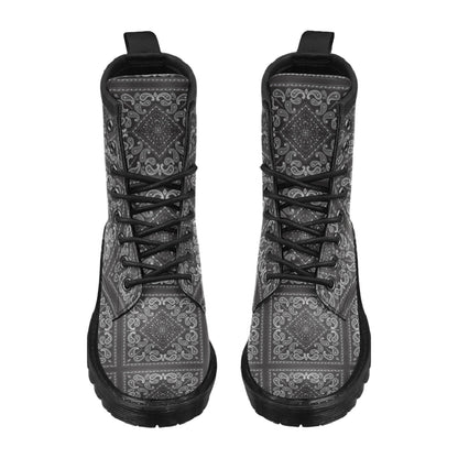 Bandana Black White Print Design LKS302 Women's Boots