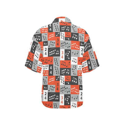 Music Note Design Themed Print Women's Hawaiian Shirt