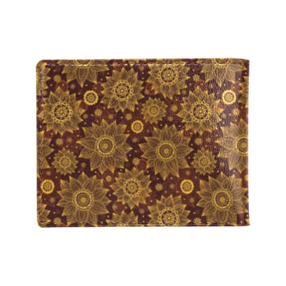 Gold Sunflower Hand Drawn Print Men's ID Card Wallet