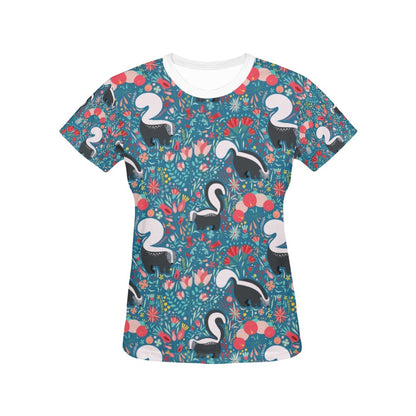 Skunk Print Design LKS302 Women's  T-shirt