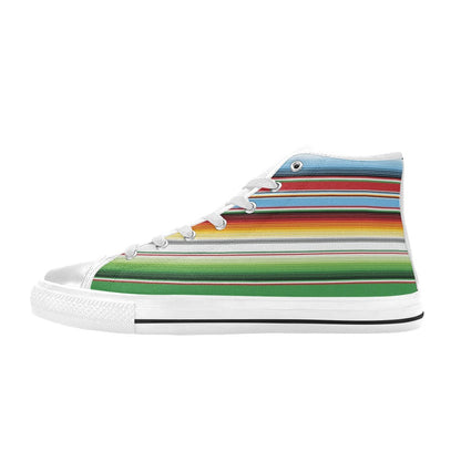 Serape Print Design LKS302 High Top Women's White Shoes