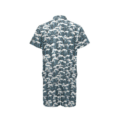 Surf Wave Pattern Print Men's Romper