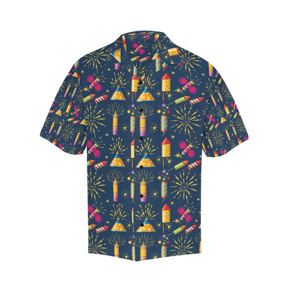 Firework Sparkling Rockets Print Design LKS306 Men's Hawaiian Shirt