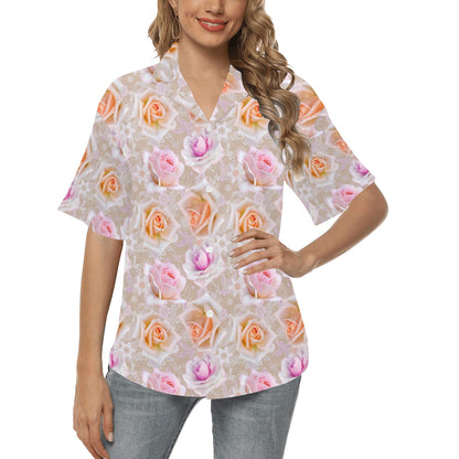 Rose Pattern Print Design RO011 Women's Hawaiian Shirt