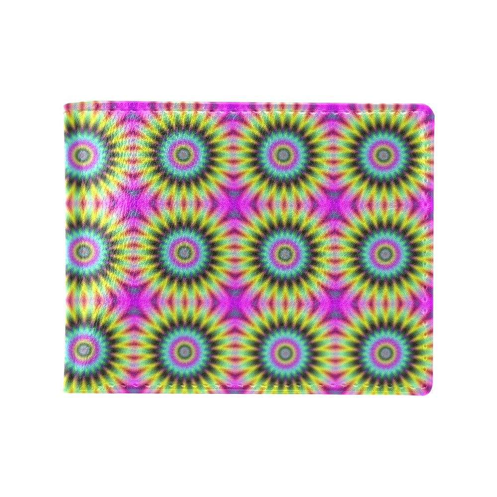 Optical illusion Flower Rainbow Style Men's ID Card Wallet
