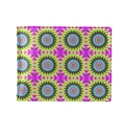 Optical illusion Flower Rainbow Style Men's ID Card Wallet