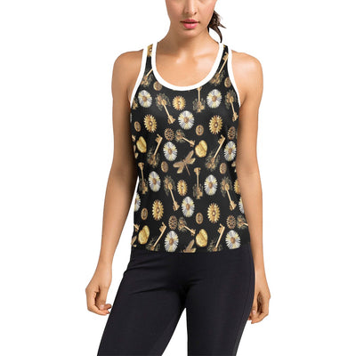 Steampunk Key Dragonfly Print Design LKS303 Women's Racerback Tank Top