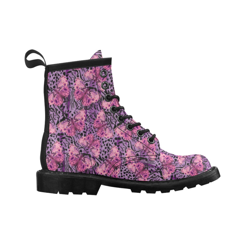 Purple Butterfly Leopard Women's Boots