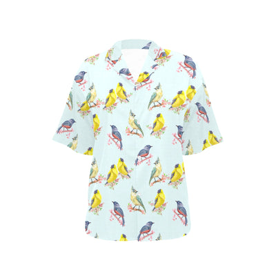 Bird Sweet Themed Print Pattern Women's Hawaiian Shirt