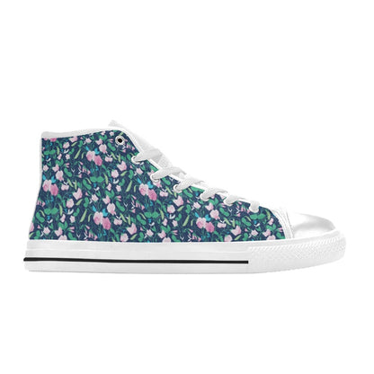 Sweet Pea Print Design LKS303 High Top Women's White Shoes