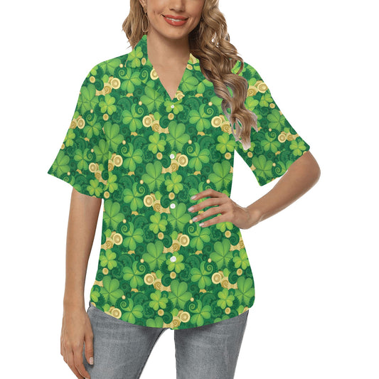Shamrock Print Design LKS301 Women's Hawaiian Shirt