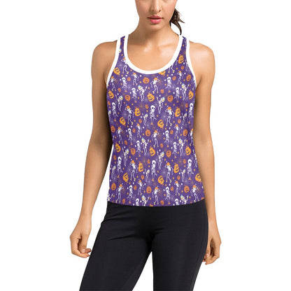 Skeleton Halloween Dance Print Design LKS304 Women's Racerback Tank Top