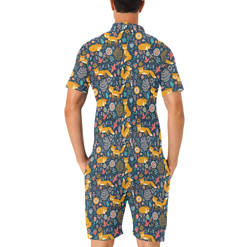 Fox Cute Jungle Print Pattern Men's Romper