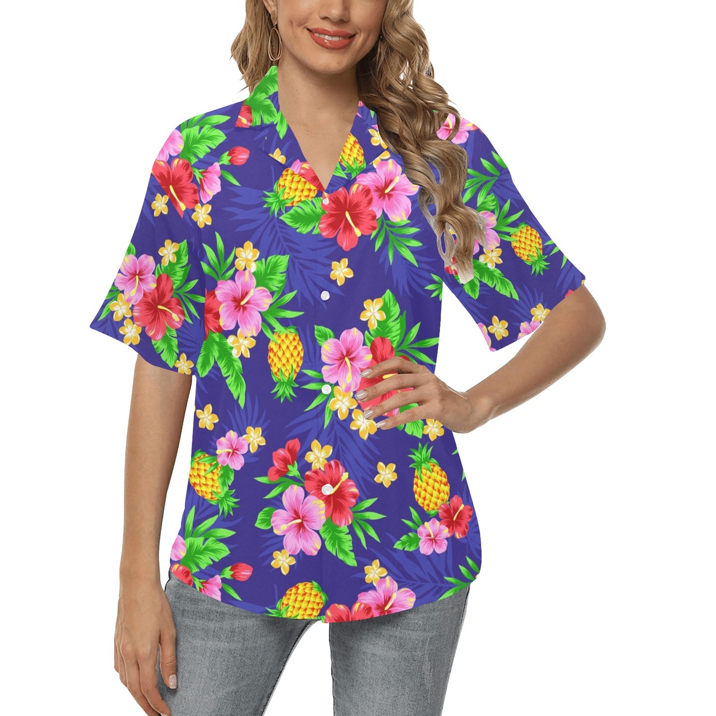 Hawaiian Themed Pattern Print Design H05 Women's Hawaiian Shirt