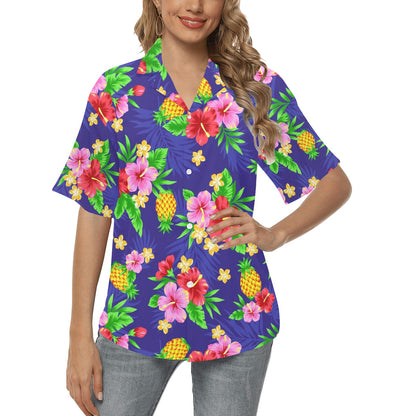 Hawaiian Themed Pattern Print Design H05 Women's Hawaiian Shirt