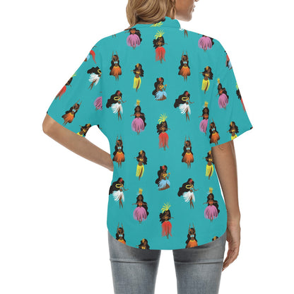 Hula Dancers Pattern Print Design 04 Women's Hawaiian Shirt