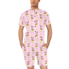 Giraffe Cute Pink Polka Dot Print Men's Romper