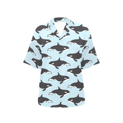 Killer Whale Pattern Print Design 01 Women's Hawaiian Shirt