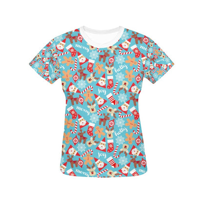 Santa Christmas Themed Print Design LKS306 Women's  T-shirt