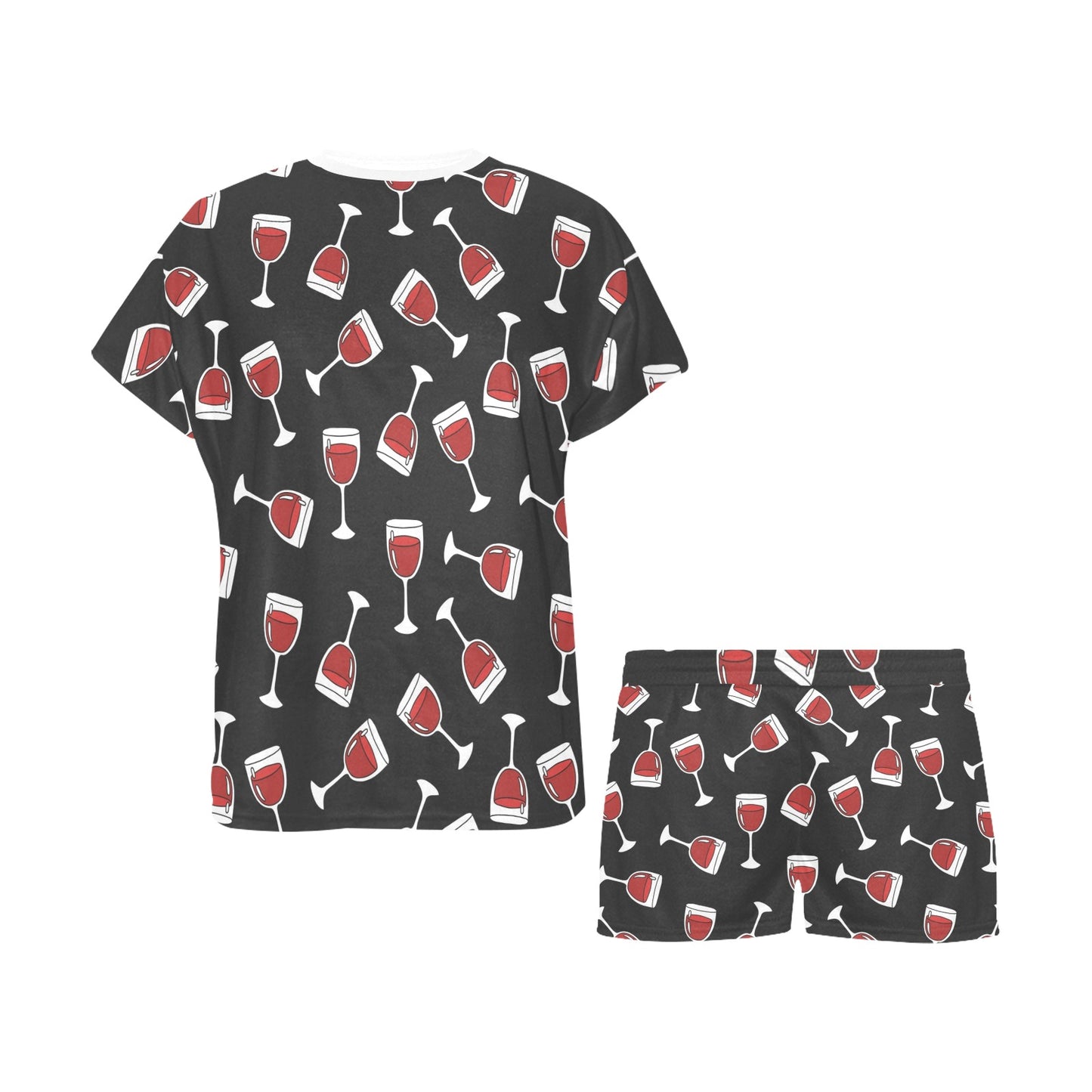 Wine Glass Print Design LKS303 Women's Short Pajama Set