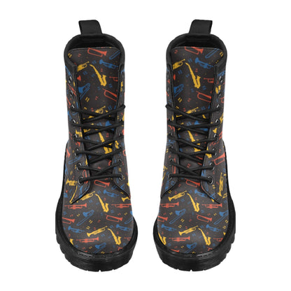 Saxophone Print Design LKS407 Women's Boots