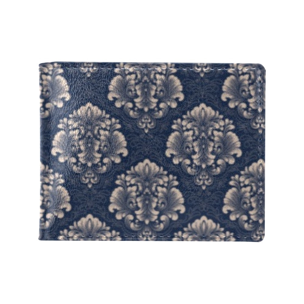 Damask Wallet Damask Blue Luxury Print Pattern Men's ID Card Wallet – JorJune