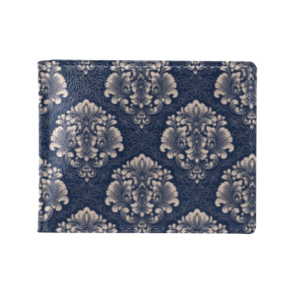 Damask Blue Luxury Print Pattern Men's ID Card Wallet