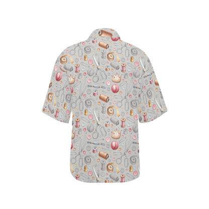 Sewing Equipment Print Design LKS302 Women's Hawaiian Shirt