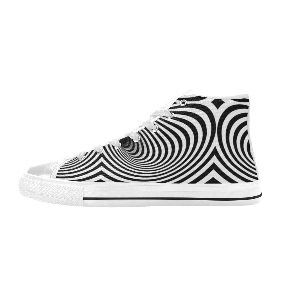 Vortex Print Design LKS303 High Top Women's White Shoes