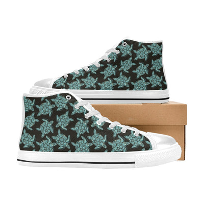 Sea Turtle Print Design LKS302 High Top Women's White Shoes