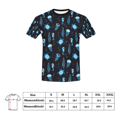 Sea Turtle Jelly Fish Sea Horse Print Design LKS3014 Men's All Over Print T-shirt