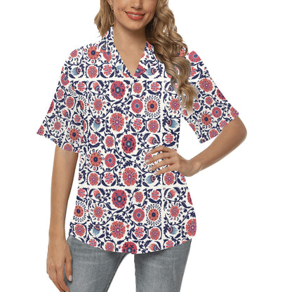 Suzani Print Design LKS304 Women's Hawaiian Shirt