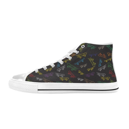 Skateboard Print Design LKS301 High Top Women's White Shoes
