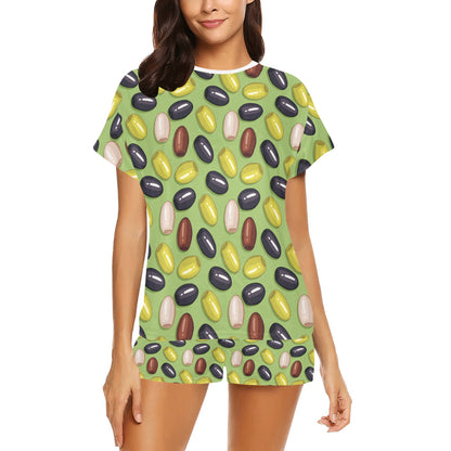 Olive Print Design LKS301 Women's Short Pajama Set