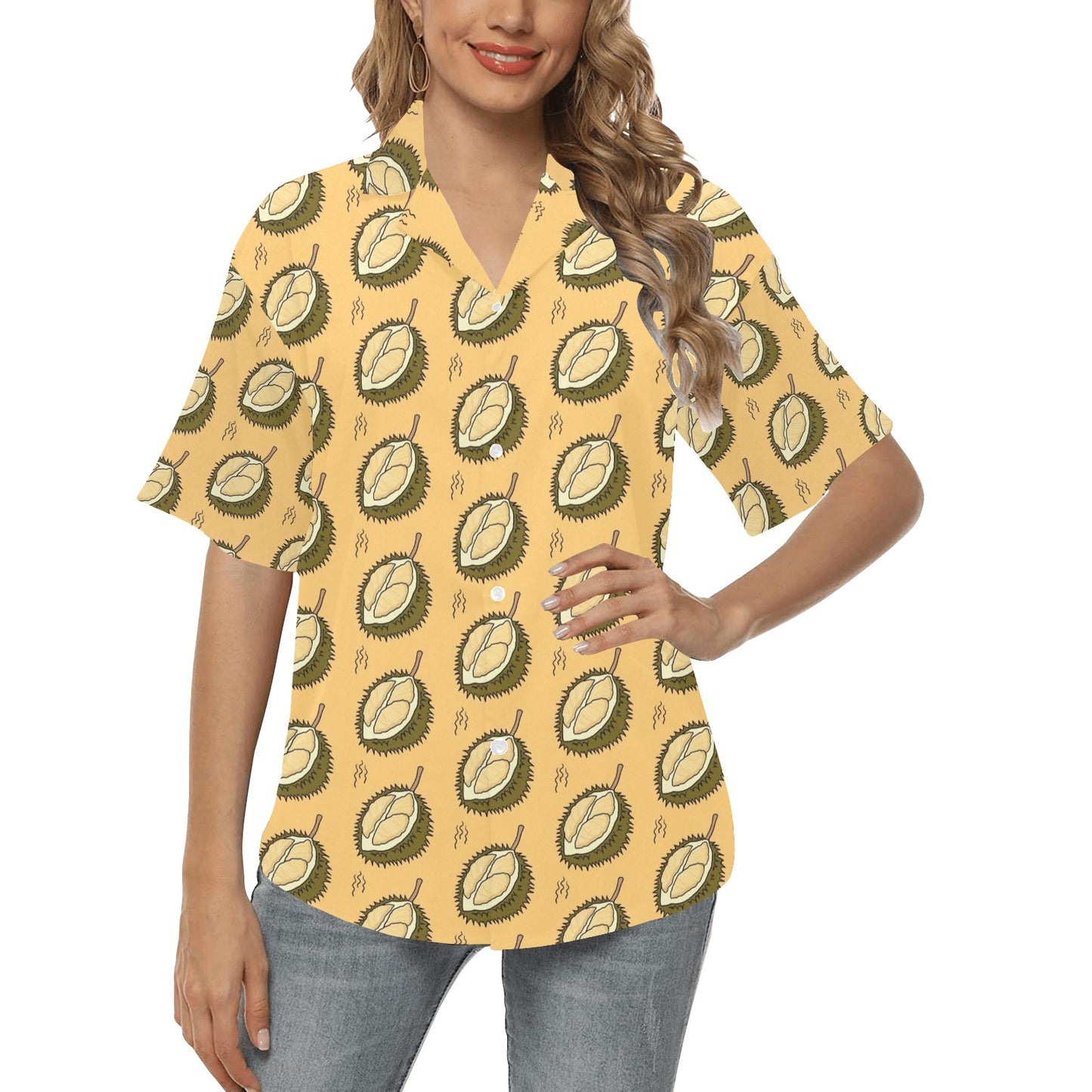 Durian Pattern Print Design DR02 Women's Hawaiian Shirt