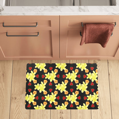 Yellow Plumeria Pattern Print Design PM04 Kitchen Mat
