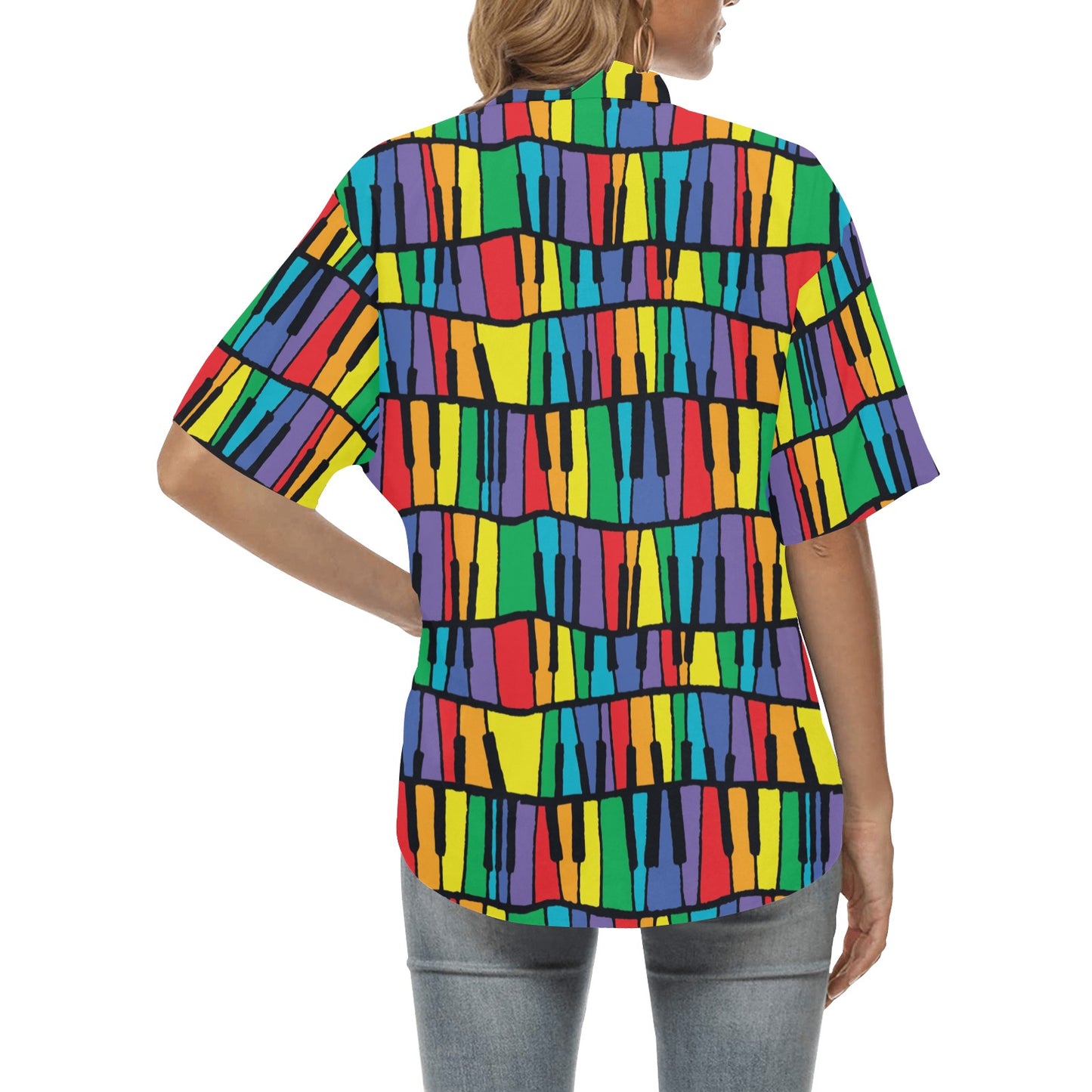 Piano Print Design LKS402 Women's Hawaiian Shirt