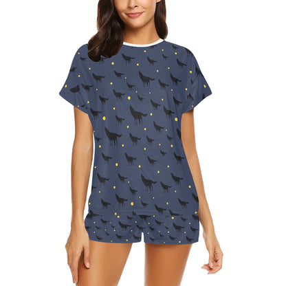 Wolf Print Design LKS301 Women's Short Pajama Set