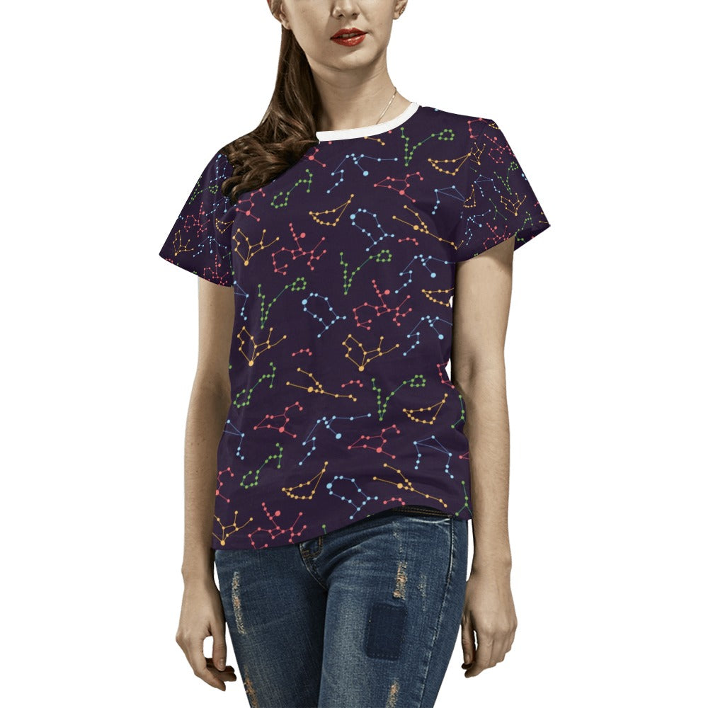 Zodiac Print Design LKS301 Women's  T-shirt