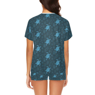 Sea Turtle Print Design LKS308 Women's Short Pajama Set