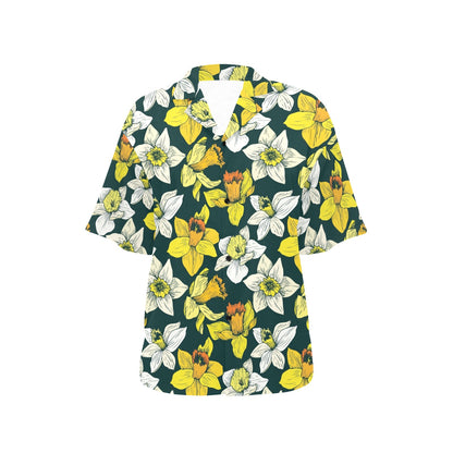 Daffodils Pattern Print Design DF02 Women's Hawaiian Shirt