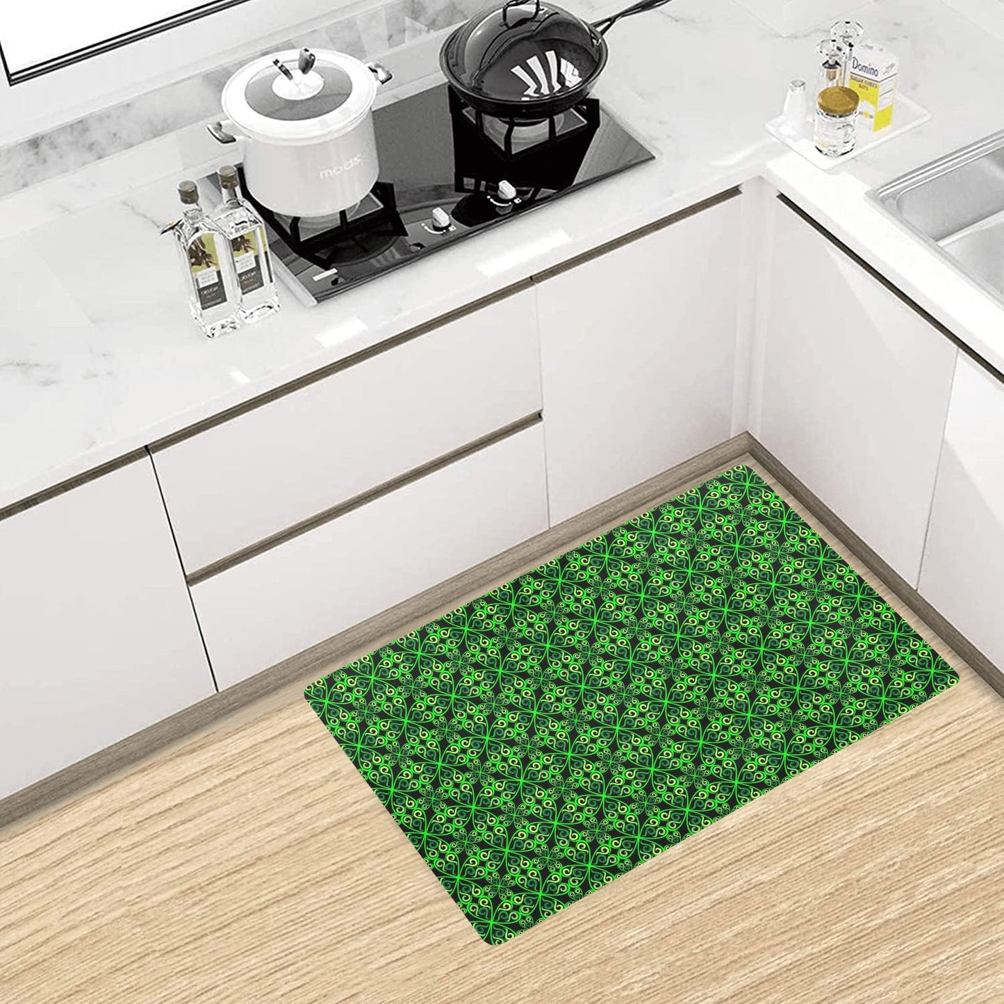Celtic Green Neon Design Kitchen Mat