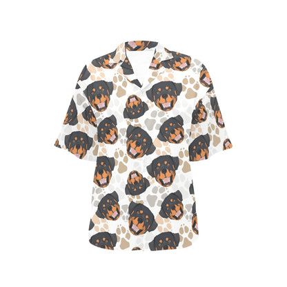 Rottweiler Pattern Print Design A03 Women's Hawaiian Shirt