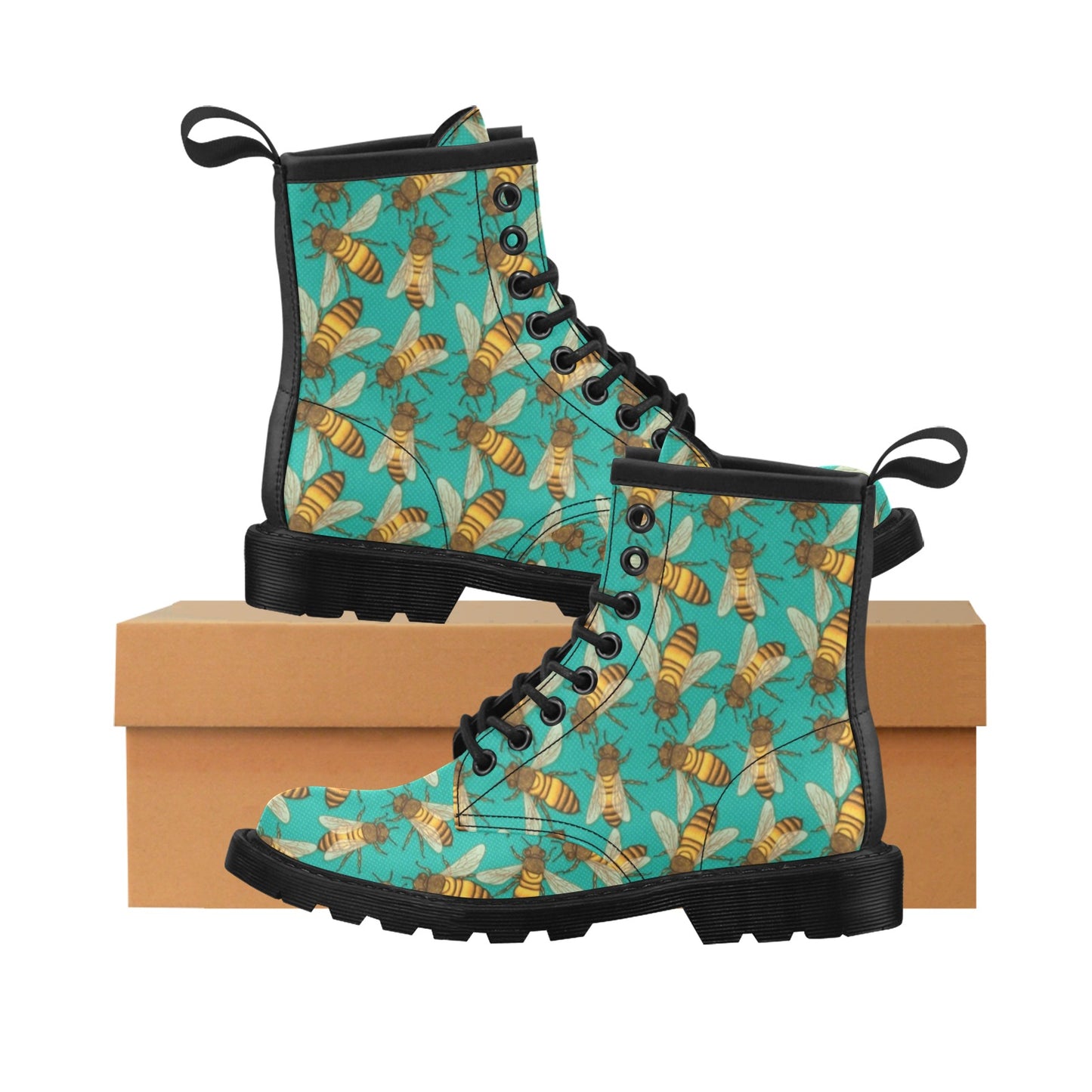 Bee Pattern Print Design BEE04 Women's Boots