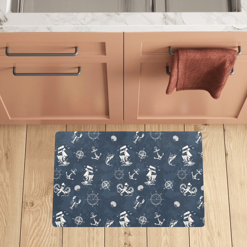 Nautical Sea Themed Print Kitchen Mat