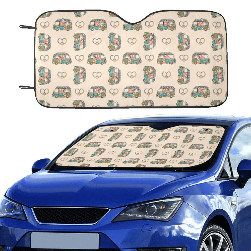 Hippie Van Peace Print Design LKS303 Car front Windshield Sun Shade