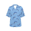 Dolphin Blue Print Women's Hawaiian Shirt