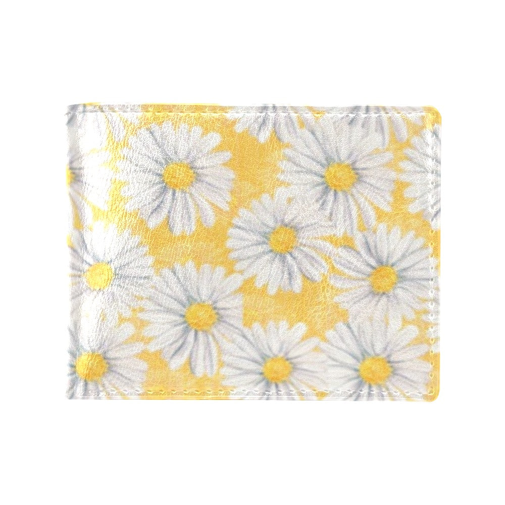 Daisy Yellow Watercolor Print Pattern Men's ID Card Wallet